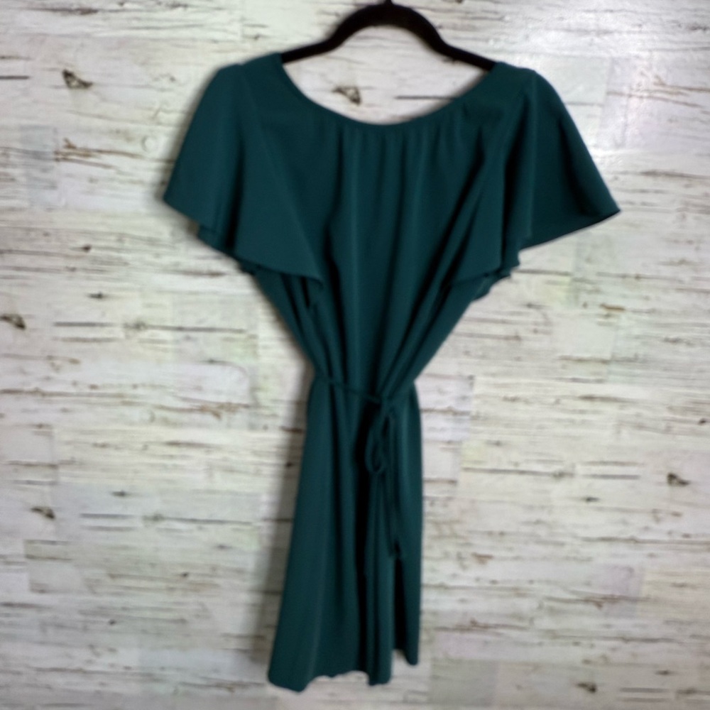 Loft Ann Taylor green dress with belt size 10